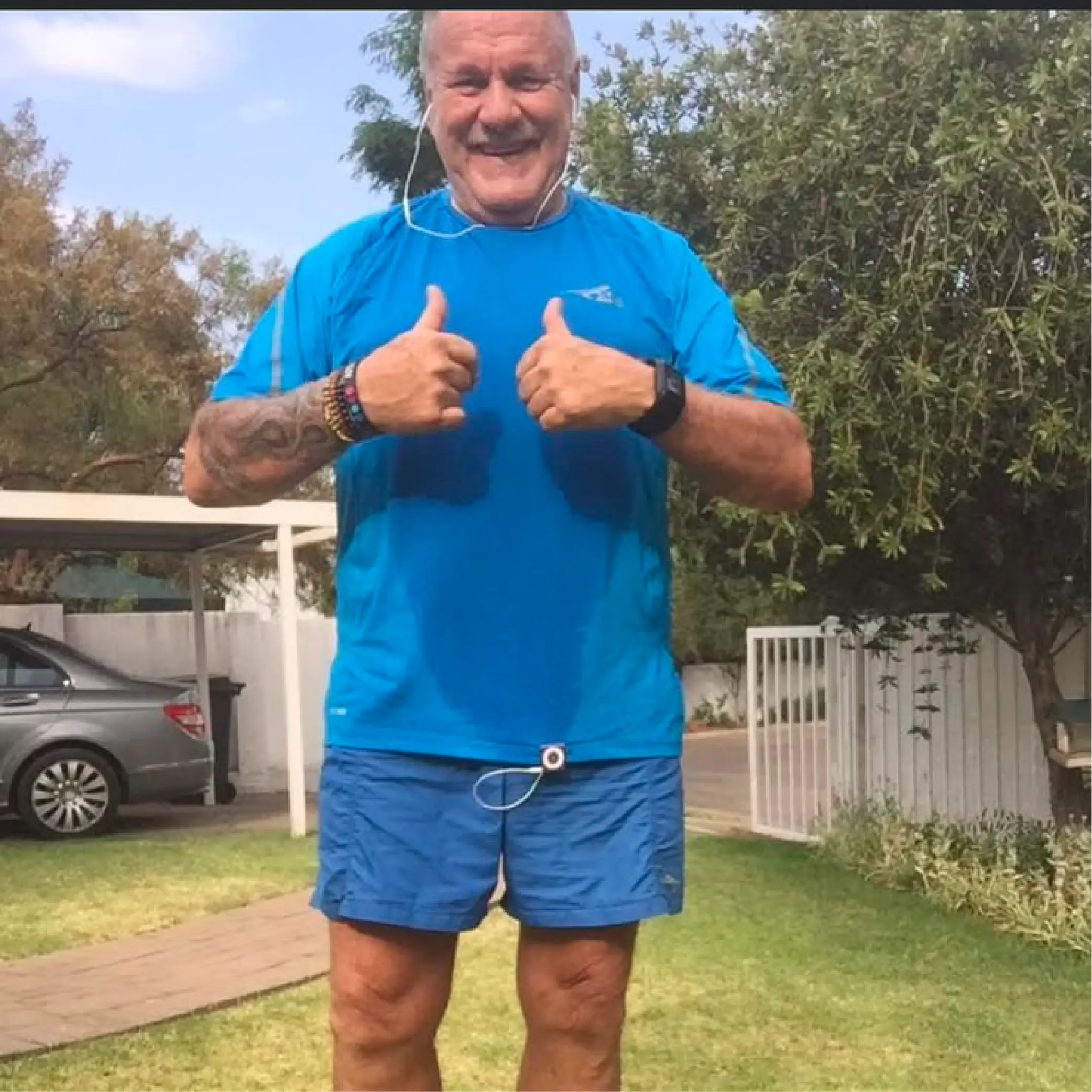Bruce demonstrating an active and healthy lifestyle through regular exercise. Bruce demonstrating an active and healthy lifestyle through regular exercise.